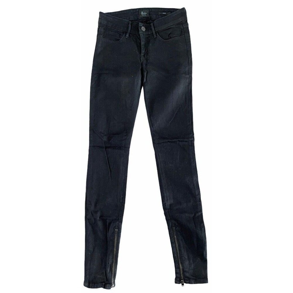 Marciano Luxe Denim Womens No. 68 Coated Ankle Zip Slim Skinny Jeans Black 24